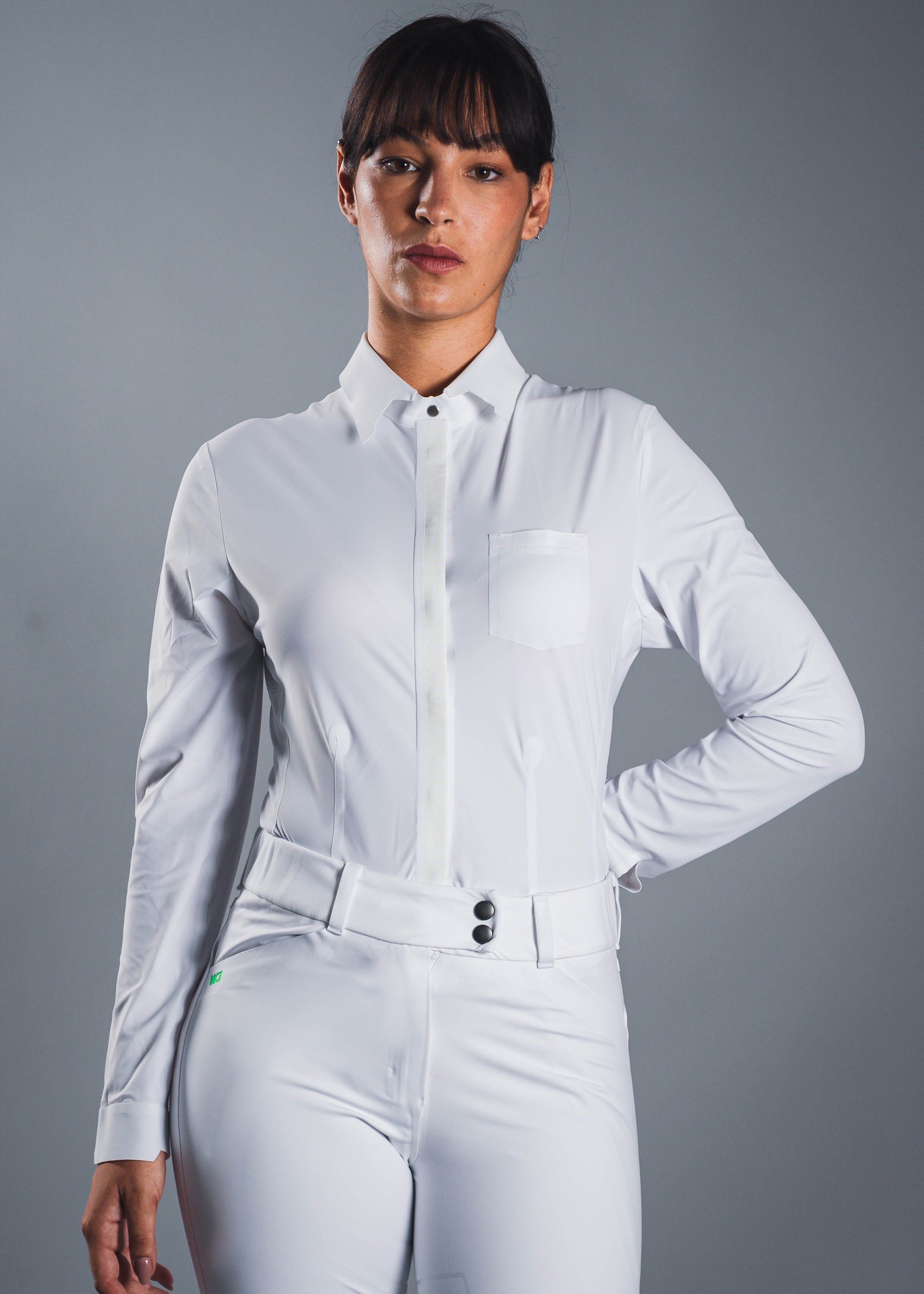 chemise technique blanche concours Wersatile Equestrian Designer - vêtements d'équitation
